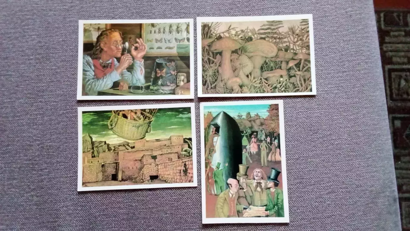 Мир Жюля Верна 1980 г. полный набор - 16 открыток (Фантастика Приключения) 3