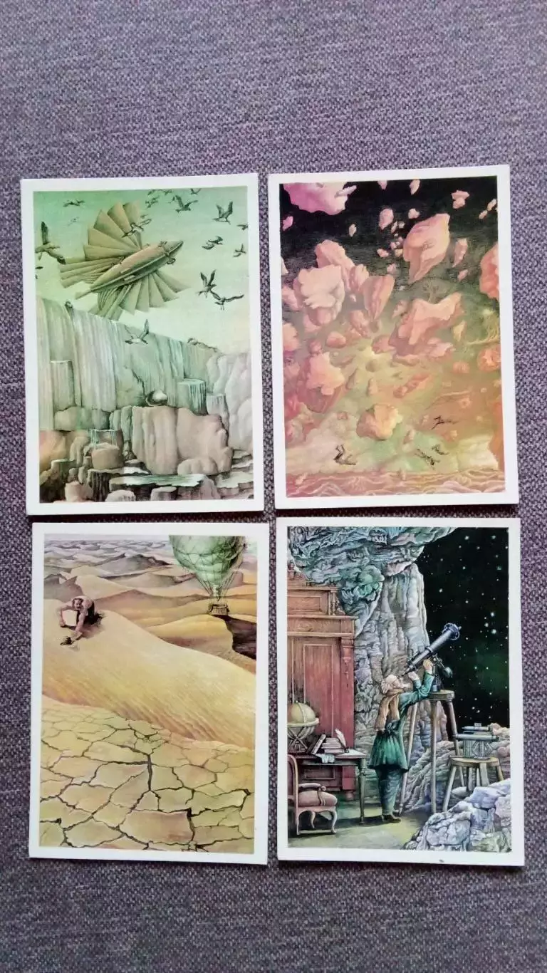 Мир Жюля Верна 1980 г. полный набор - 16 открыток (Фантастика Приключения) 5