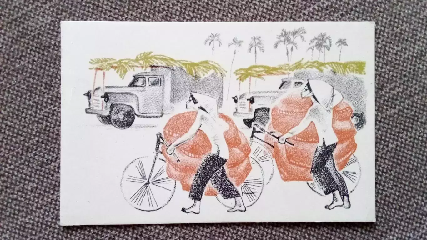 Вьетнамские девушки . Война во Вьетнаме 1969 г. Военные грузы Грузовик Велосипед