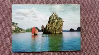 Вьетнам (Vietnam) - Скала Чайник 80 - е годы (Транспорт Лодка Джонка)почтовая