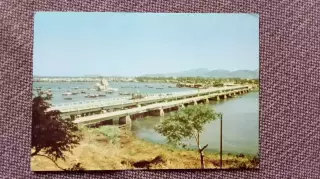 Вьетнам (Vietnam) - Мост через реку 80 - е годы (Транспорт Лодка)