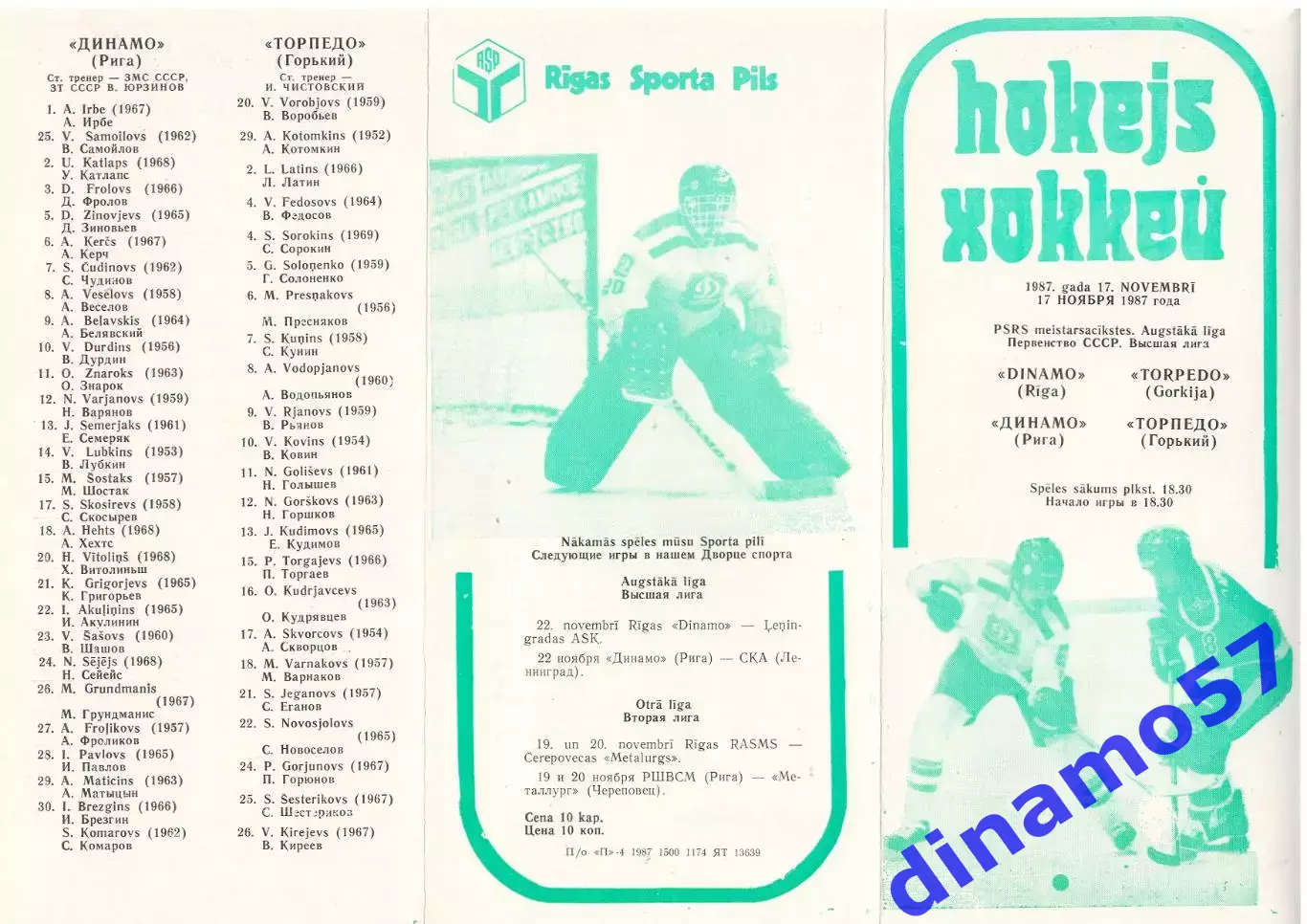 Динамо Рига - Торпедо Горький 17.11.1987