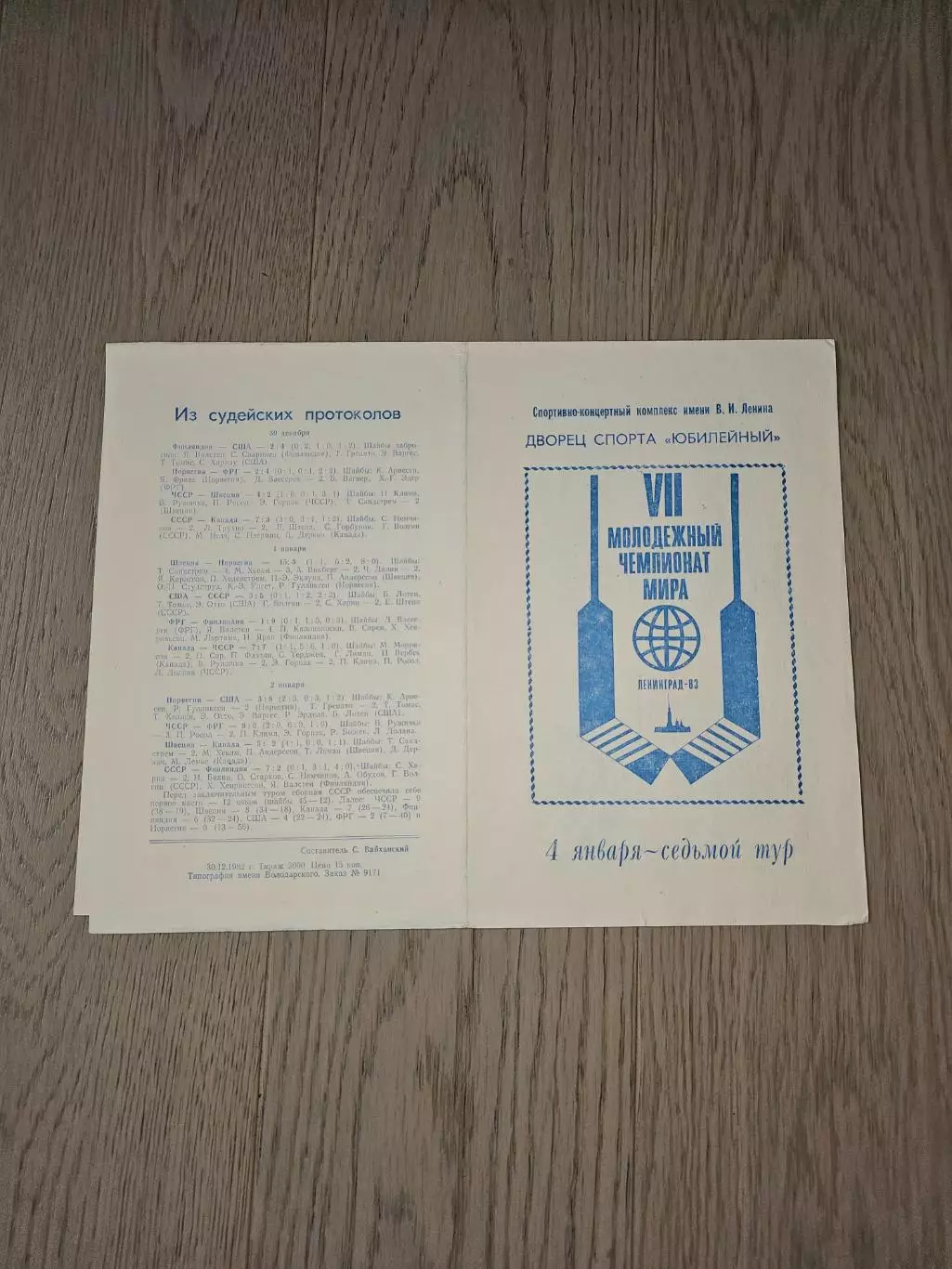 ЧМ среди молодежных команд.Ленинград 1983 г.