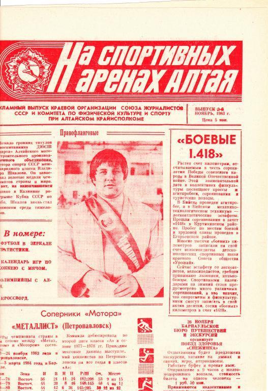 На спортивных аренах Алтая 1983 г.ноябрь / 3 /