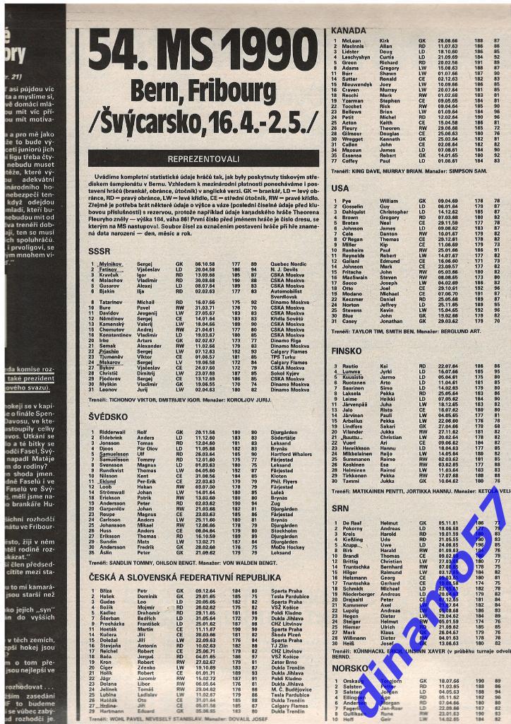 Чемпионат мира по хоккею - Швейцария 1990 журнал Cтадион № 21 за 1990 год 7