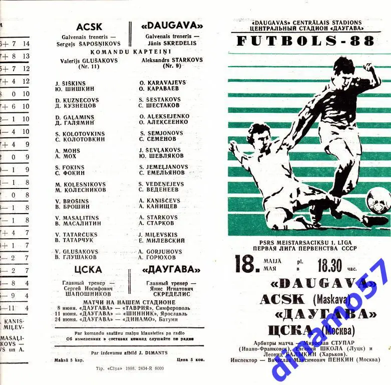 Даугава Рига - ЦСКА Москва - 1988