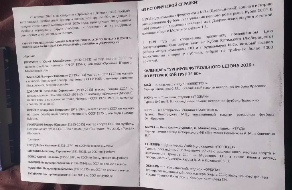 Турнир памяти мастеров спорта СССР 25.04.2026 Дзержинский 1