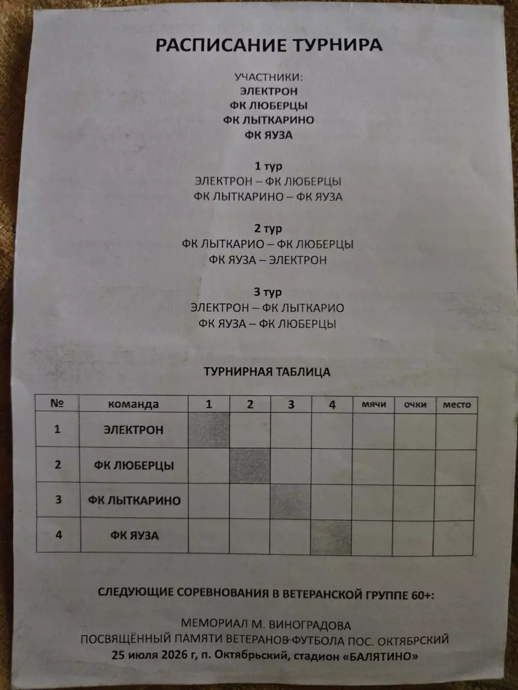 Турнир памяти томилинских ветеранов футбола 27.06.2026 1