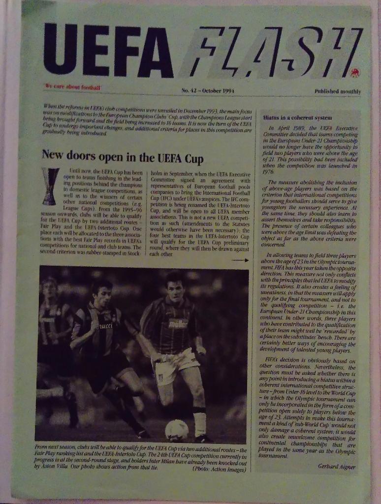Газета Uefa Flash октябрь 1994