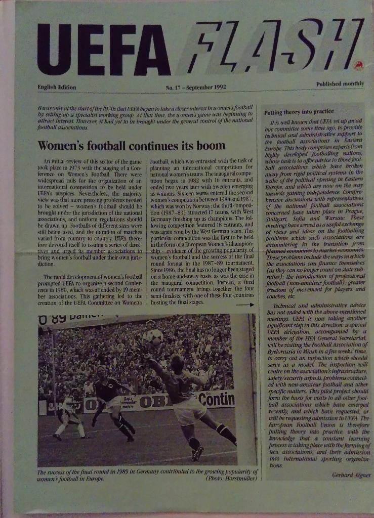 Газета Uefa Flash сентябрь 1992