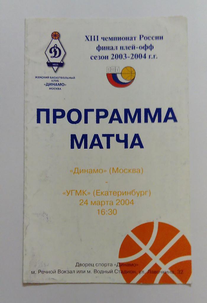 Динамо Москва - УГМК Екатеринбург 24.03.2004