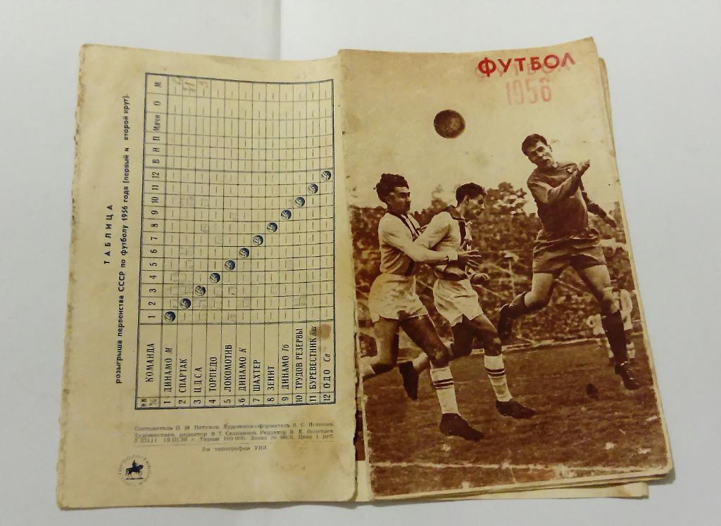 Календарь-справочник по футболу Москва 1956