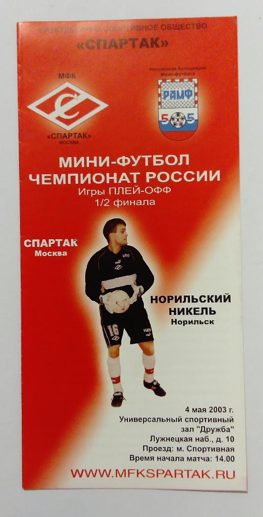 Спартак Москва - Норильский Никель Норильск 4.05.2003