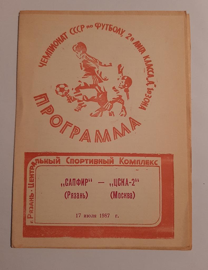 Сапфир Рязань - ЦСКА-2 Москва 17.07.1987