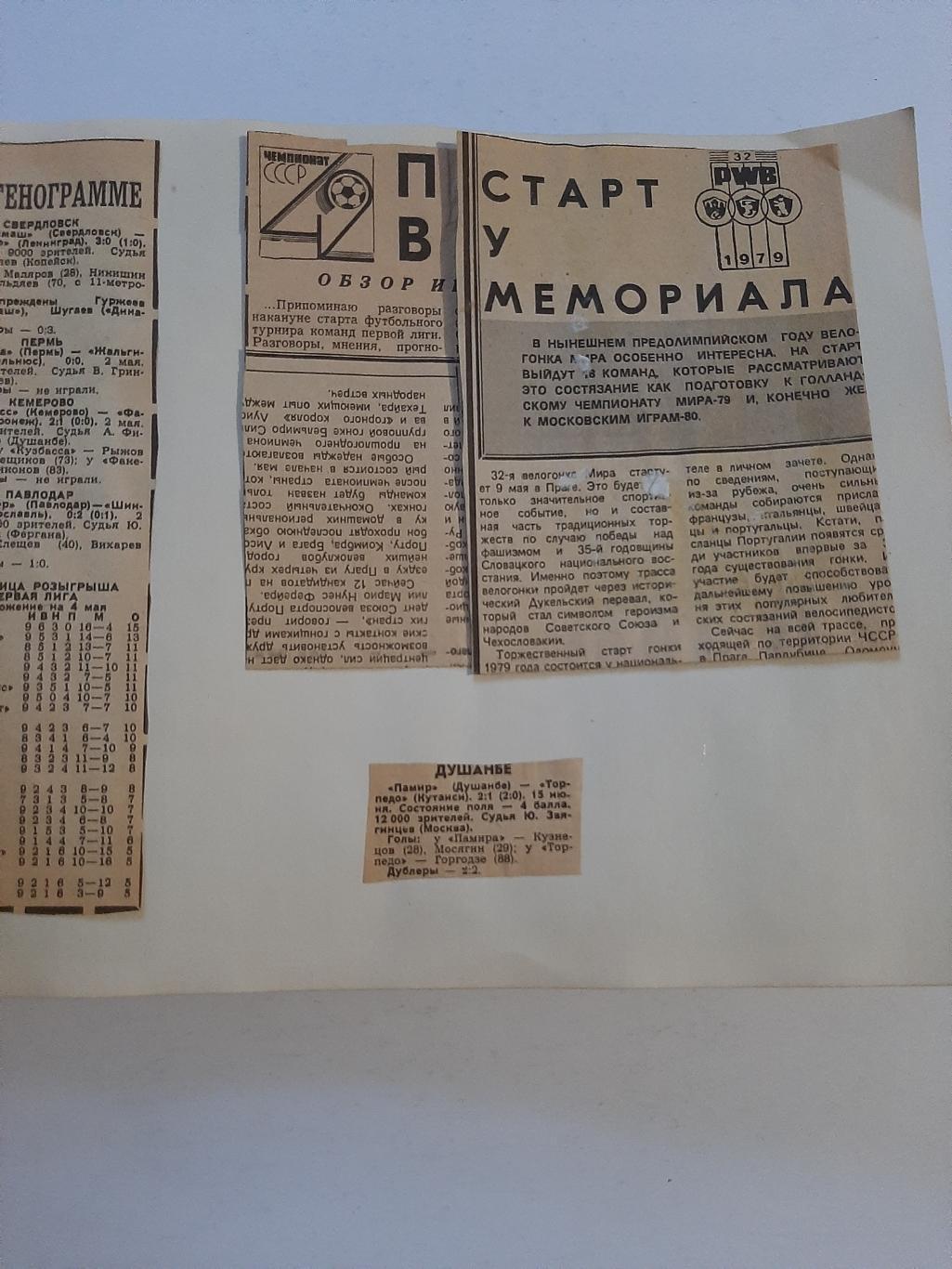 Альбом с вырезками из газеты Советский спорт. Футбол 1979 1 лига