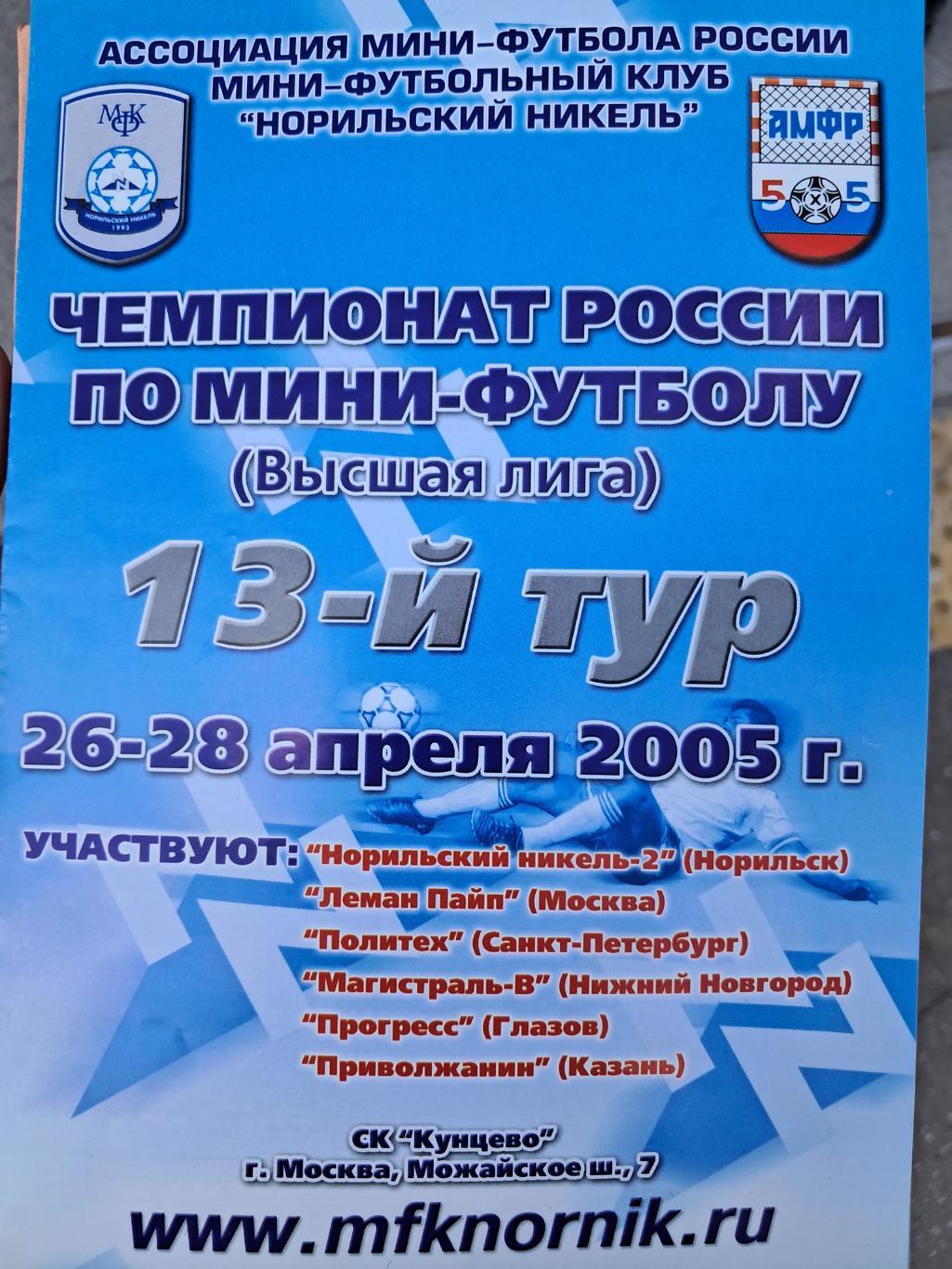 Чемпионат России по мини-футболу 13-й тур 2005