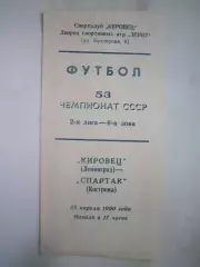 Кировец Ленинград - Спартак Кострома 1990 (Б)