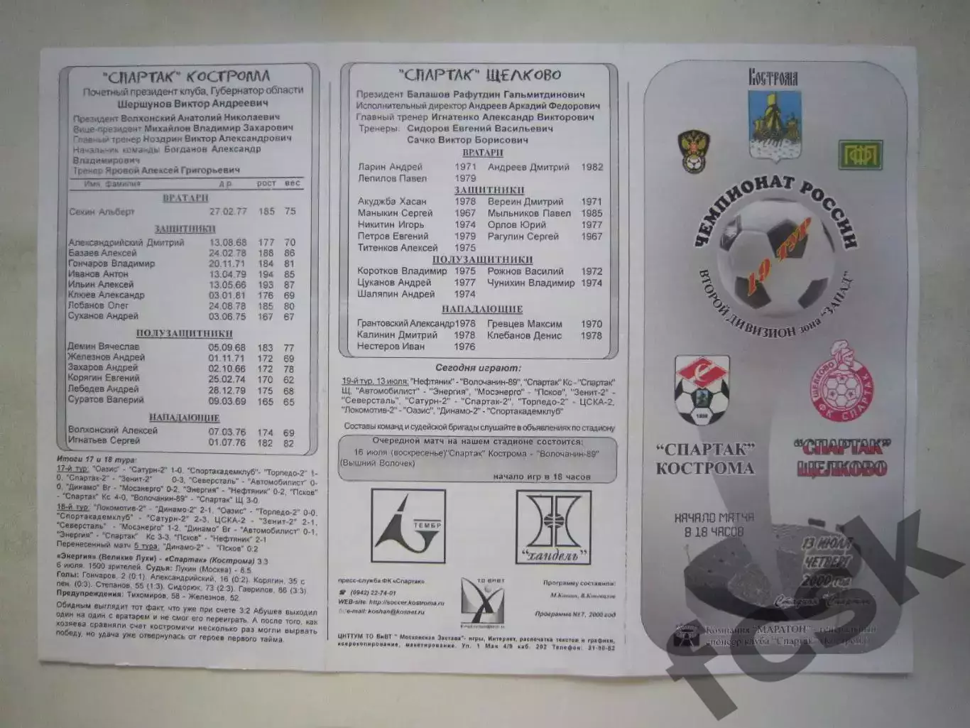 Спартак Кострома - Спартак Щелково 2000 (Б)