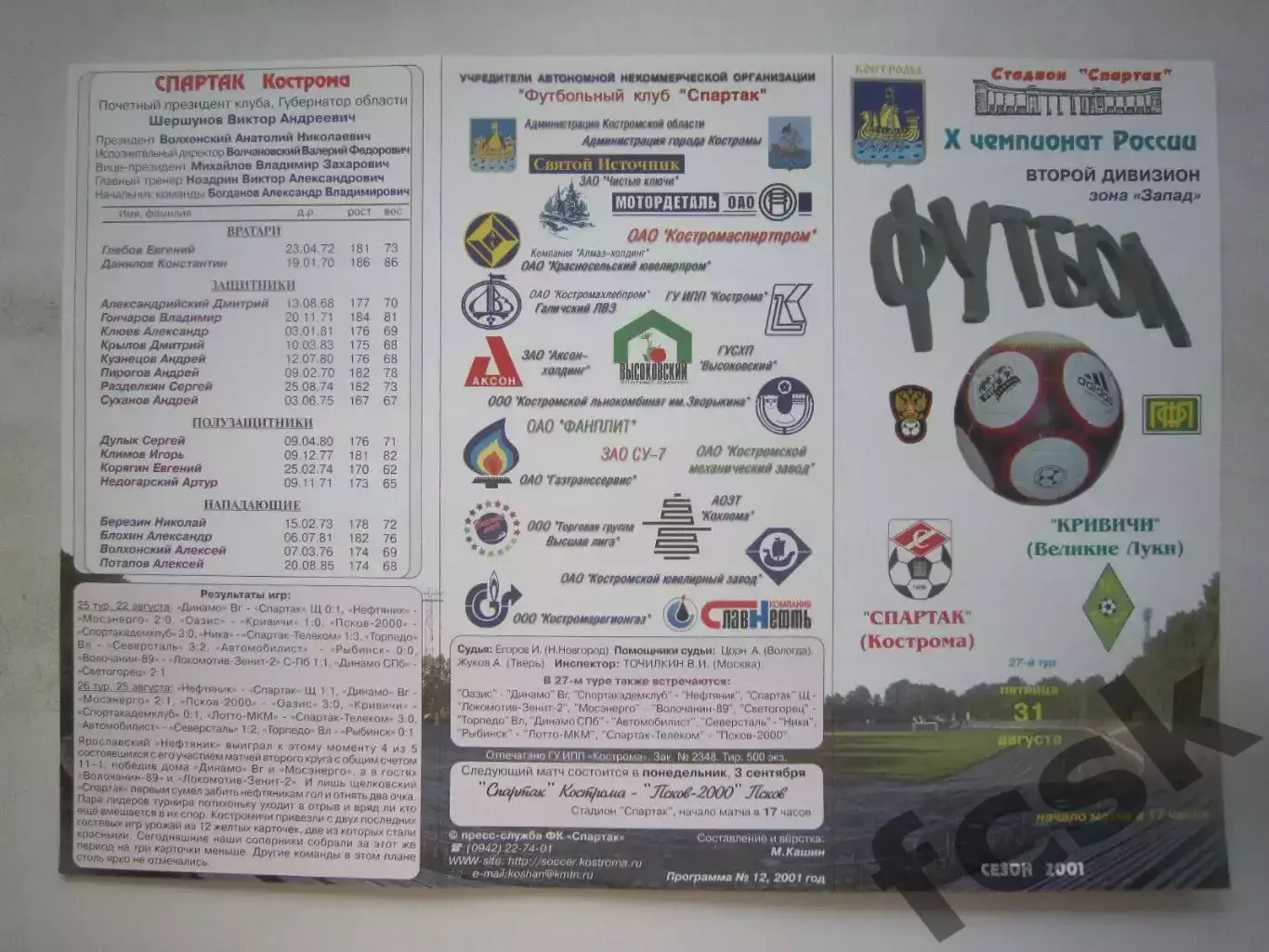 Спартак Кострома - Кривичи Великие Луки 2001 (Б)