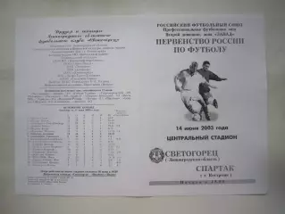 Светогорец Ленинградская обл. - Спартак Кострома 2003 (Б)