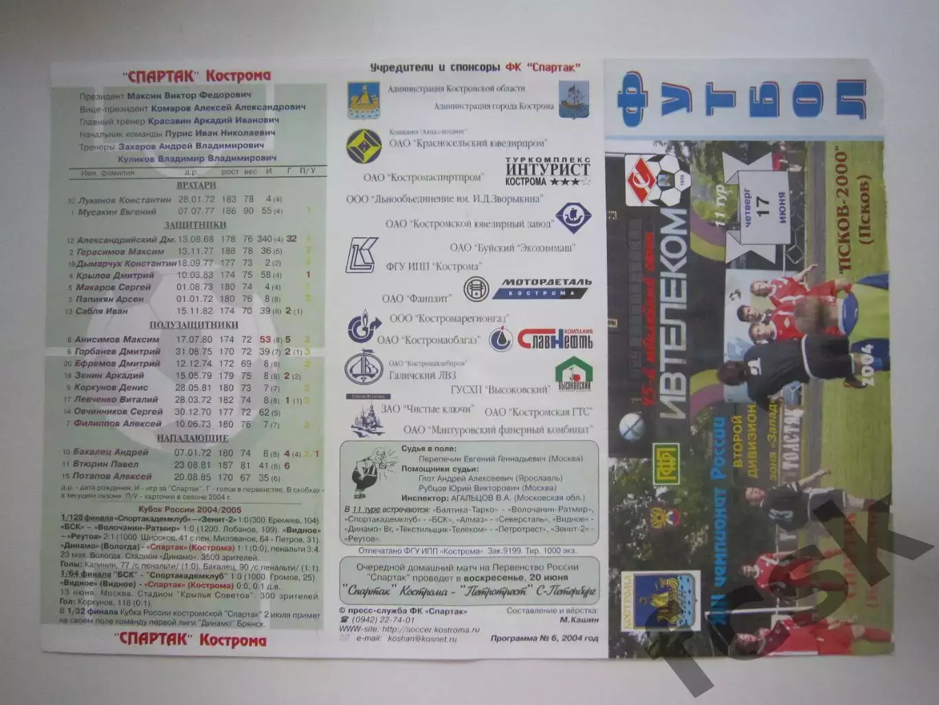 Спартак Кострома - Псков-2000 Псков 2004 (Б)