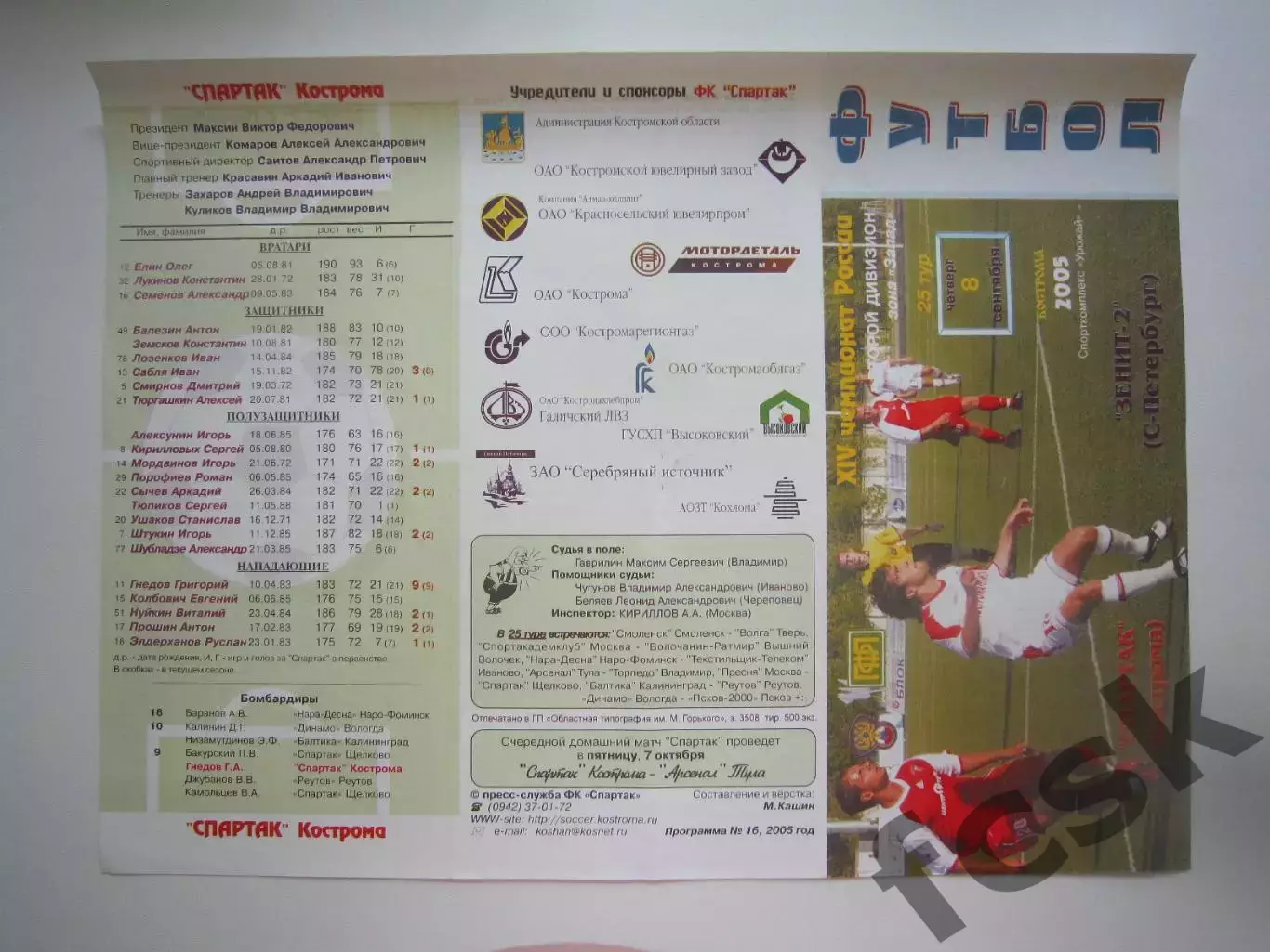 Спартак Кострома - Зенит-2 Санкт-Петербург СПб 2005 (Б)