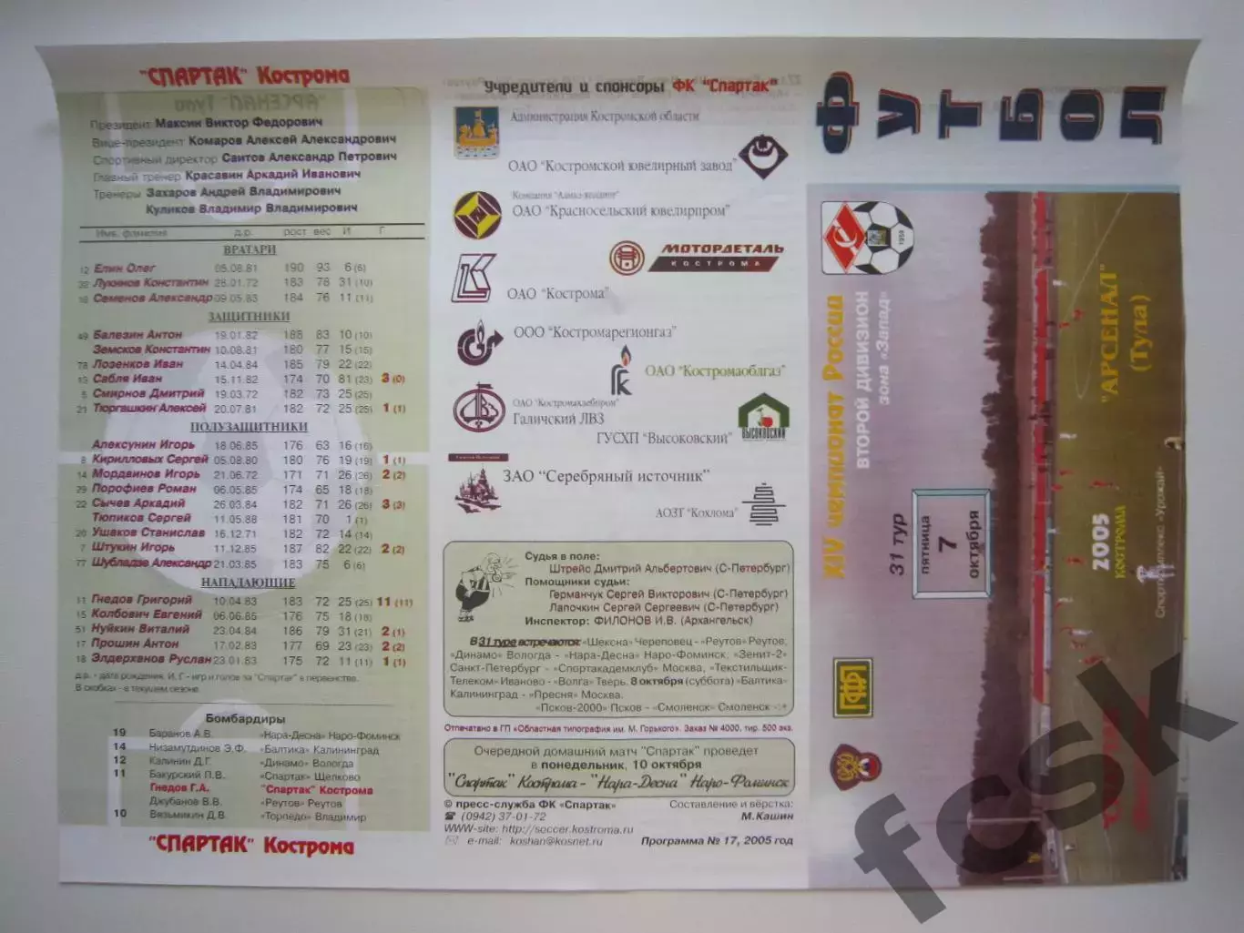Спартак Кострома - Арсенал Тула 2005 (Б)