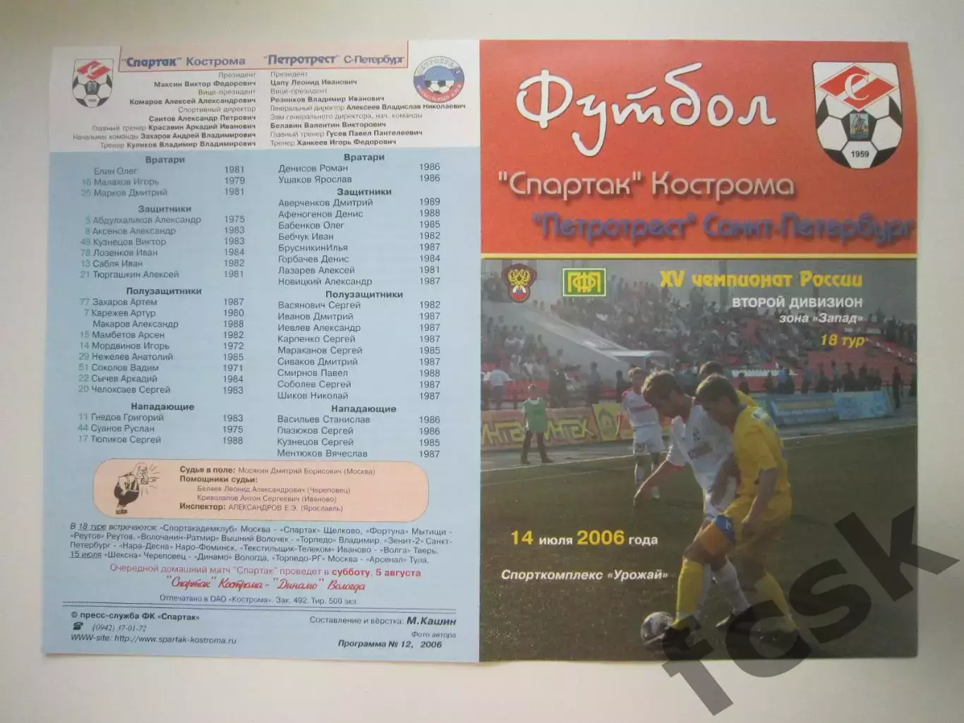 Спартак Кострома - Петротрест Санкт-Петербург СПб 2006 (Б)