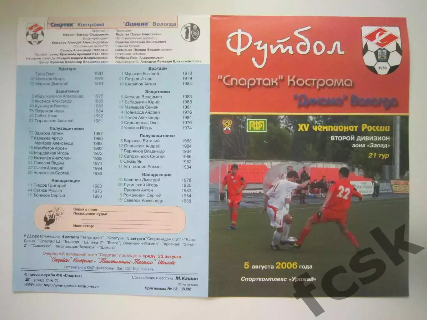 Спартак Кострома - Динамо Вологда 2006 (Б)