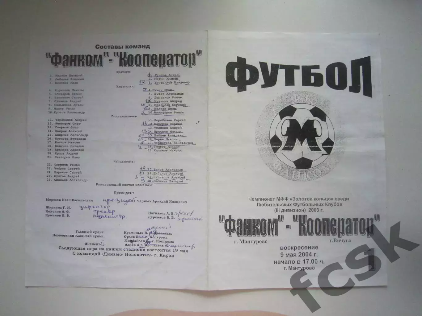 Фанком Мантурово - Кооператор Вичуга 2004