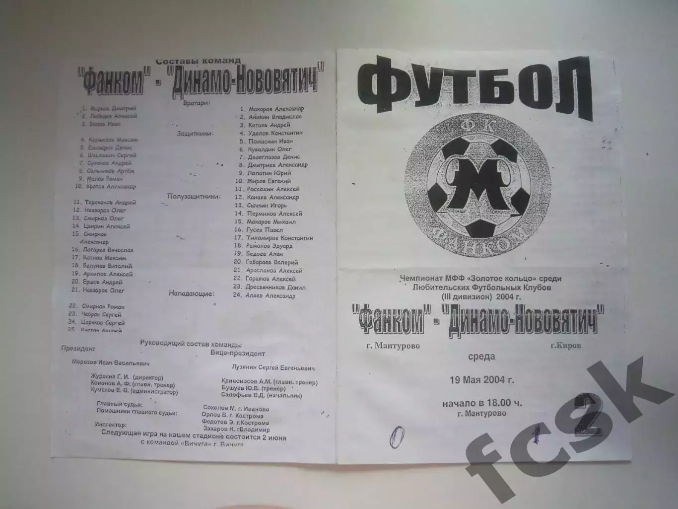 Фанком Мантурово - Динамо-Нововятич Киров 2004
