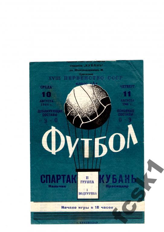 Кубань Краснодар-Спартак Нальчик 1966.