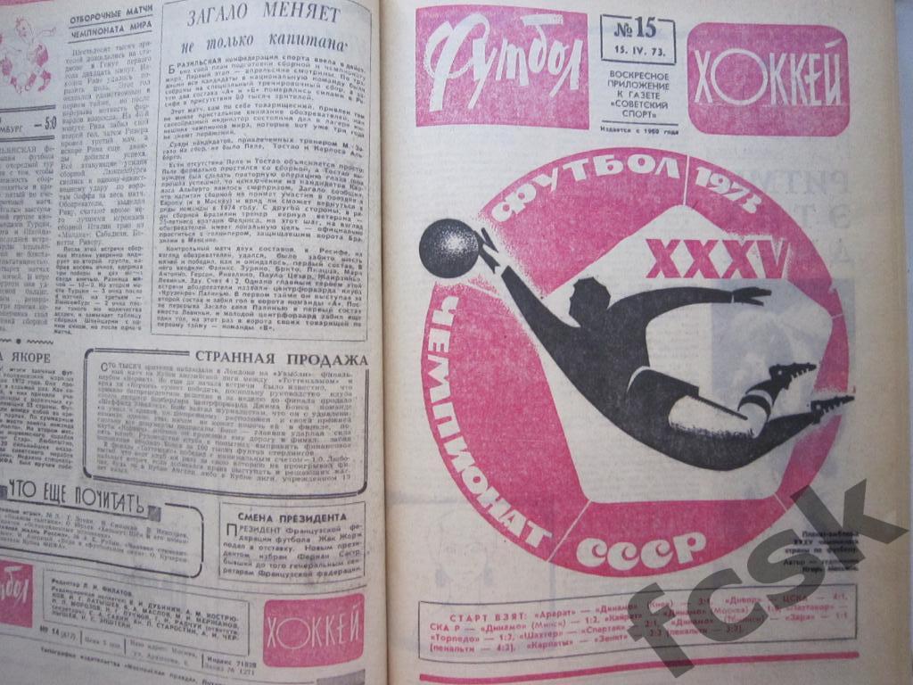 + Еженедельник Футбол - Хоккей 1973 Полный комплект Переплет Московский выпуск 2
