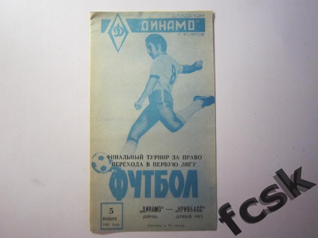 + Динамо Киров - Кривбасс Кривой Рог 1981 Переходный турнир