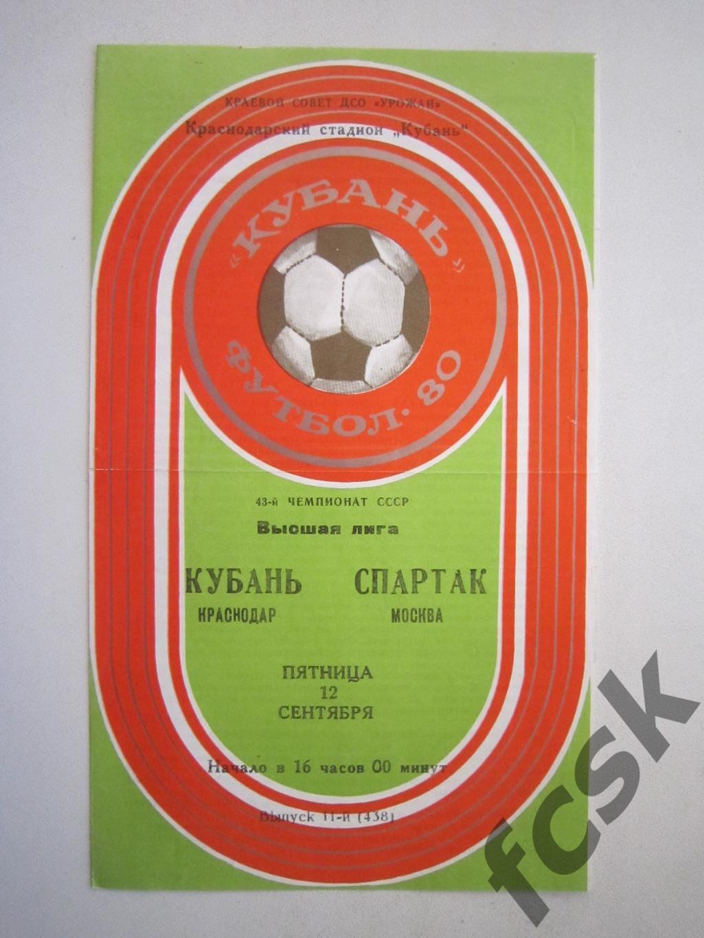 Кубань Краснодар - Спартак Москва 1980 (ф2)