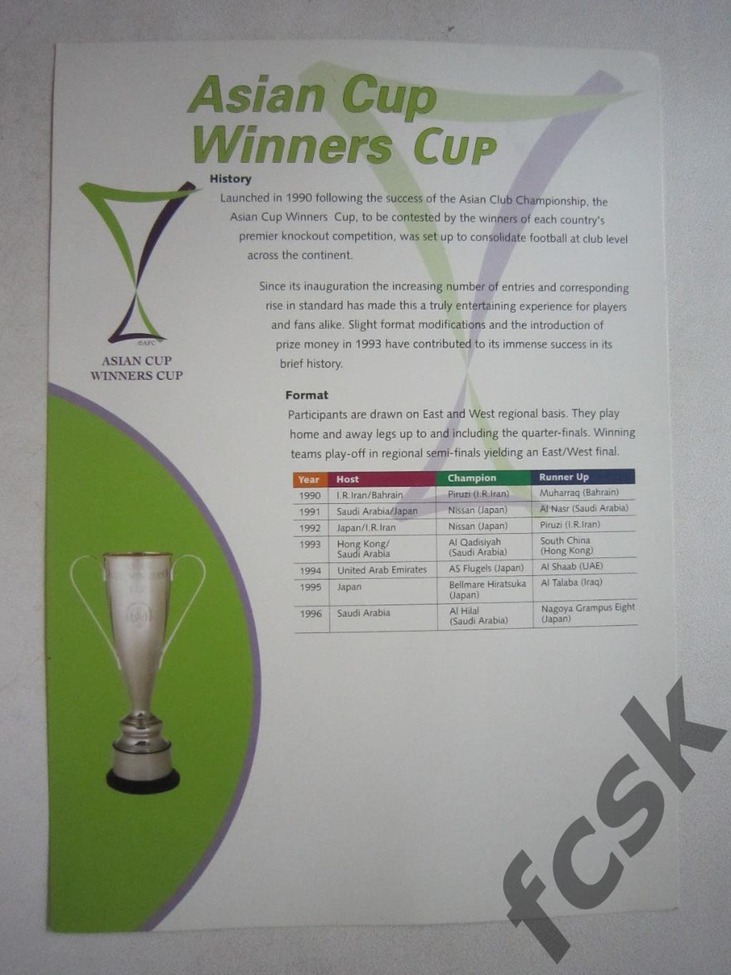 Кубок Обладателей Кубков Азии Asian Cup Winners Cup (ф3) 1