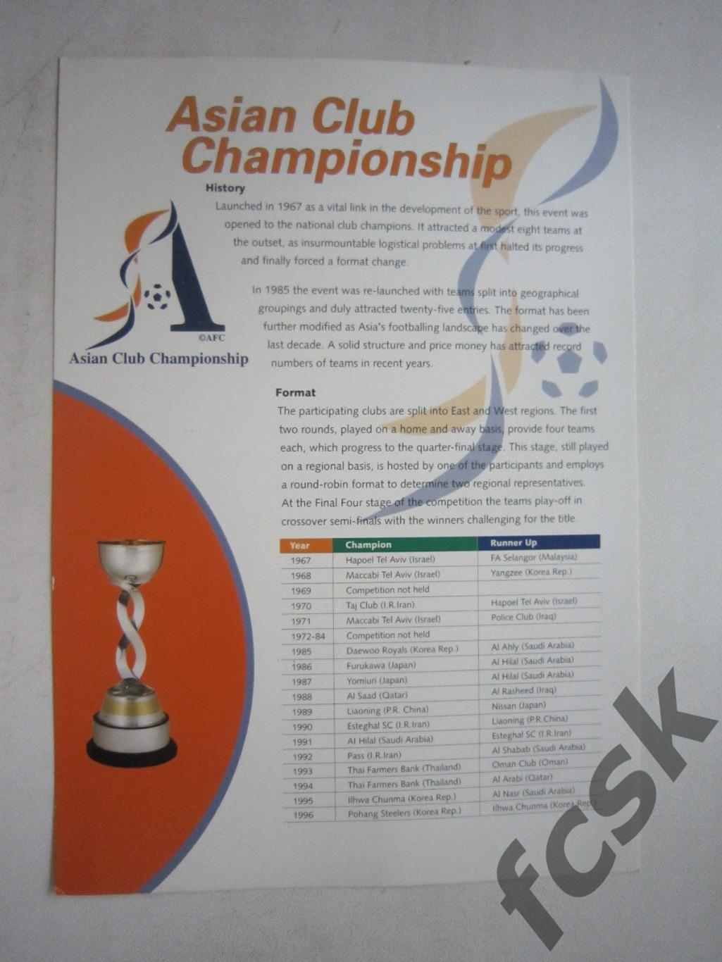 Кубок Чемпионов Азии Asian Club Championship (ф3) 1