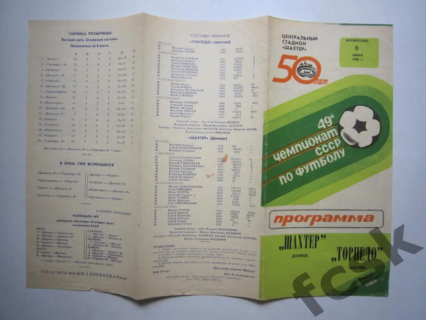 Шахтер Донецк - Торпедо Москва 08.06.1986