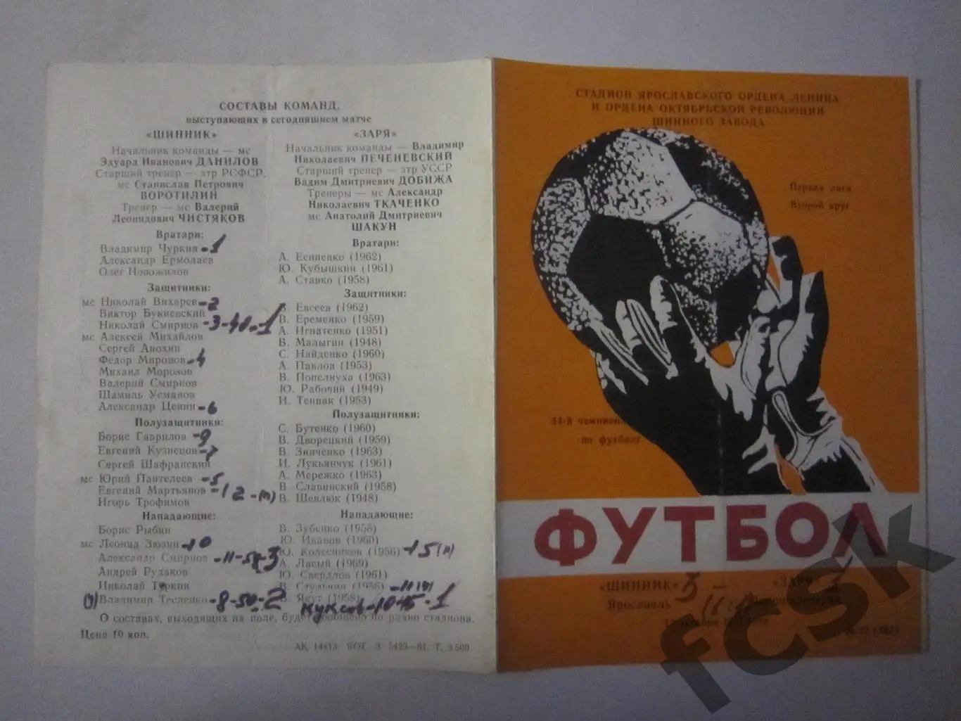 Шинник Ярославль - Заря Ворошиловград 1981