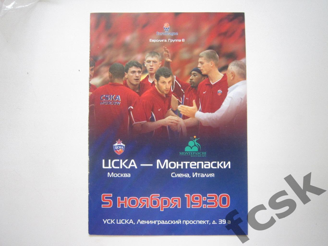 ЦСКА Москва - Монтепаски Италия 05.11.2003 Евролига (Е)