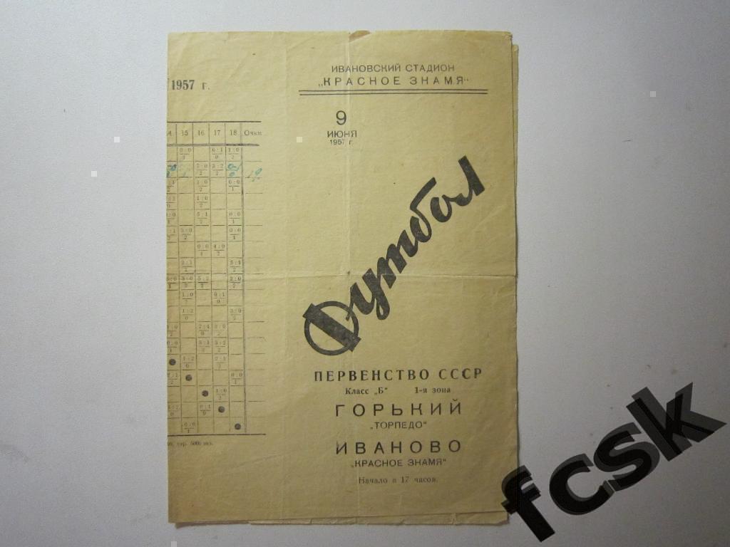 Красное знамя Иваново - Торпедо Горький 1957