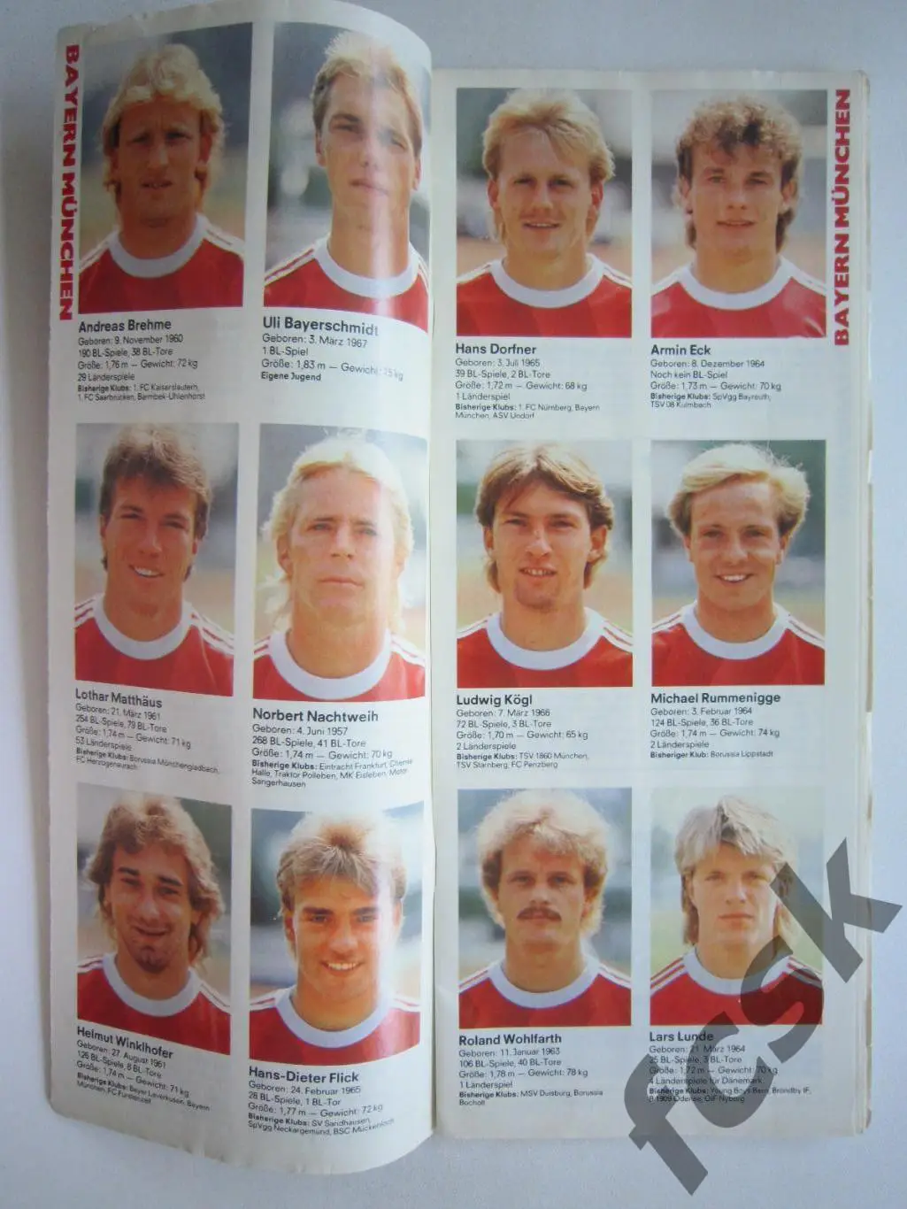 Бундеслига ФРГ Германия 1987-1988 Фото футболистов! (ф3) 1
