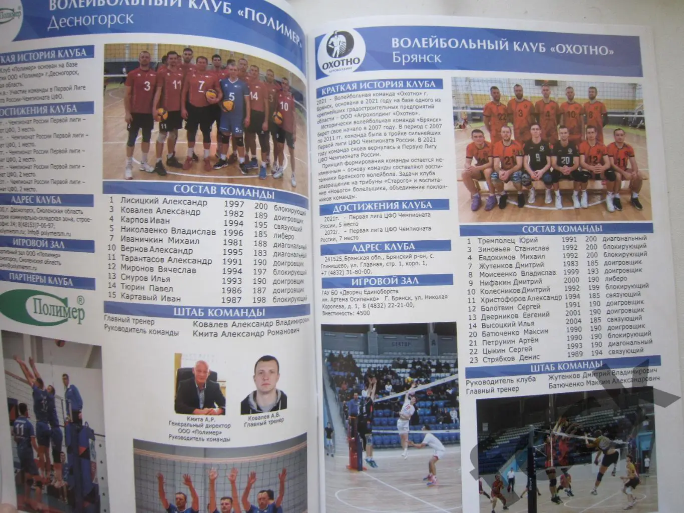 Волейбол Сезон 2024 Альманах 1 лига фото и статистика команд (описание) 1