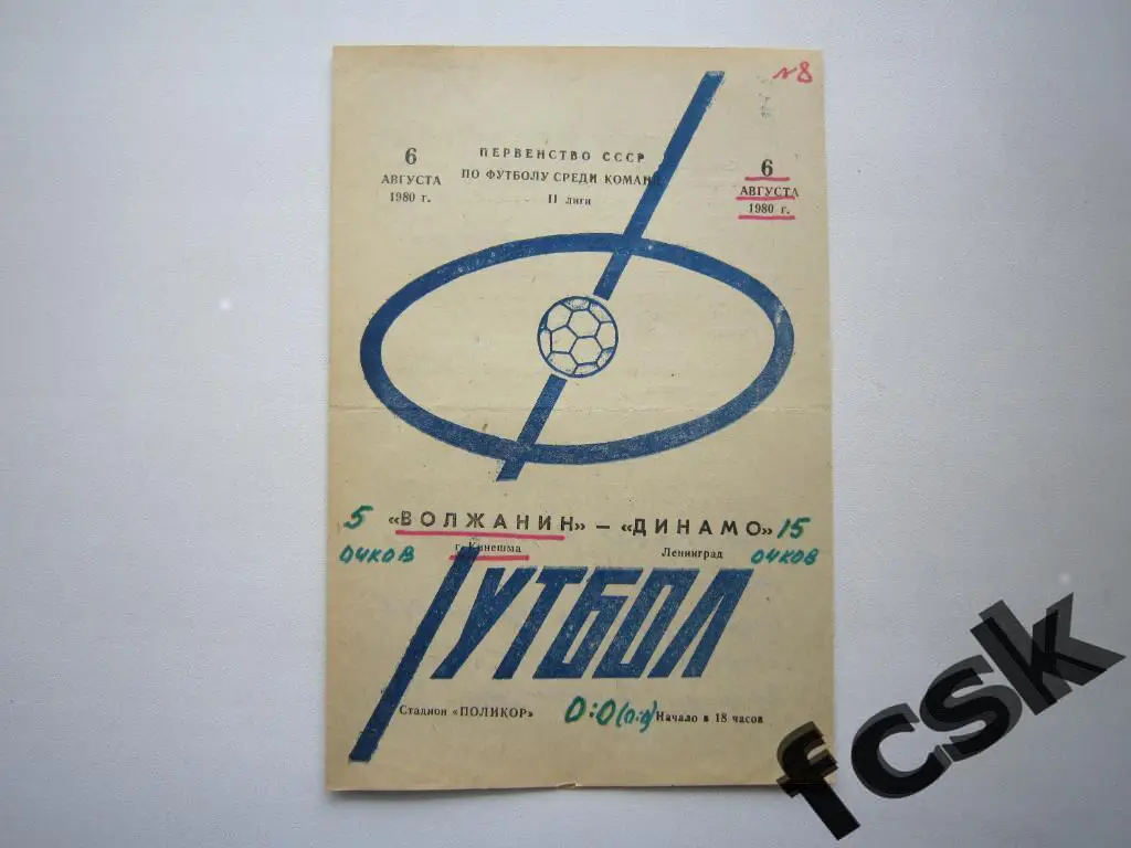 Волжанин Кинешма - Динамо Ленинград 1980