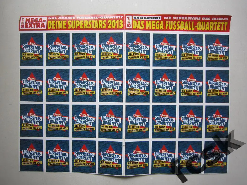 Лист карточек суперзвезд 2013 года от журнала Bravo sport. 32 карточки 1