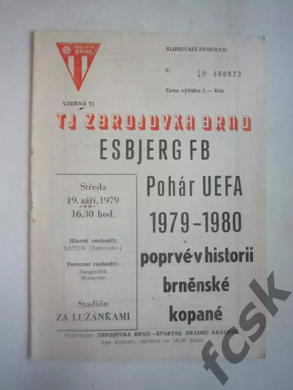 Збройовка Брно ЧССР - Эсбьерг Дания 1979 КУ (Ч)