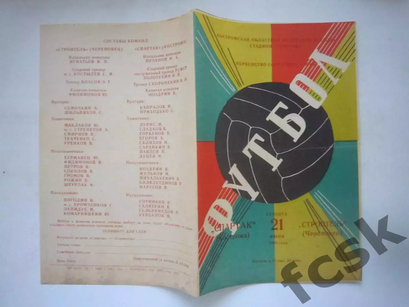 Спартак Кострома - Строитель Череповец 1980 (Ч)