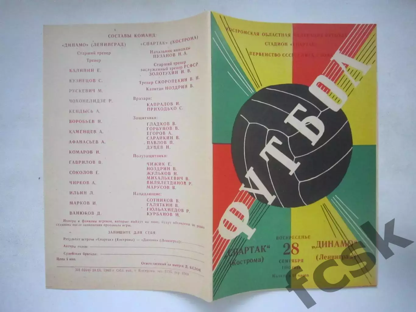 Спартак Кострома - Динамо Ленинград 1980 (Ч)