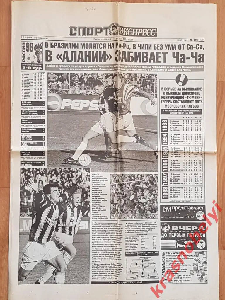 27 апреля, № 90. 1998 год. Алания-Спартак, Локомотив-Ротор