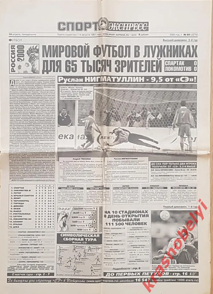 10 апреля, № 80. 2000 год. Спартак-Локомотив